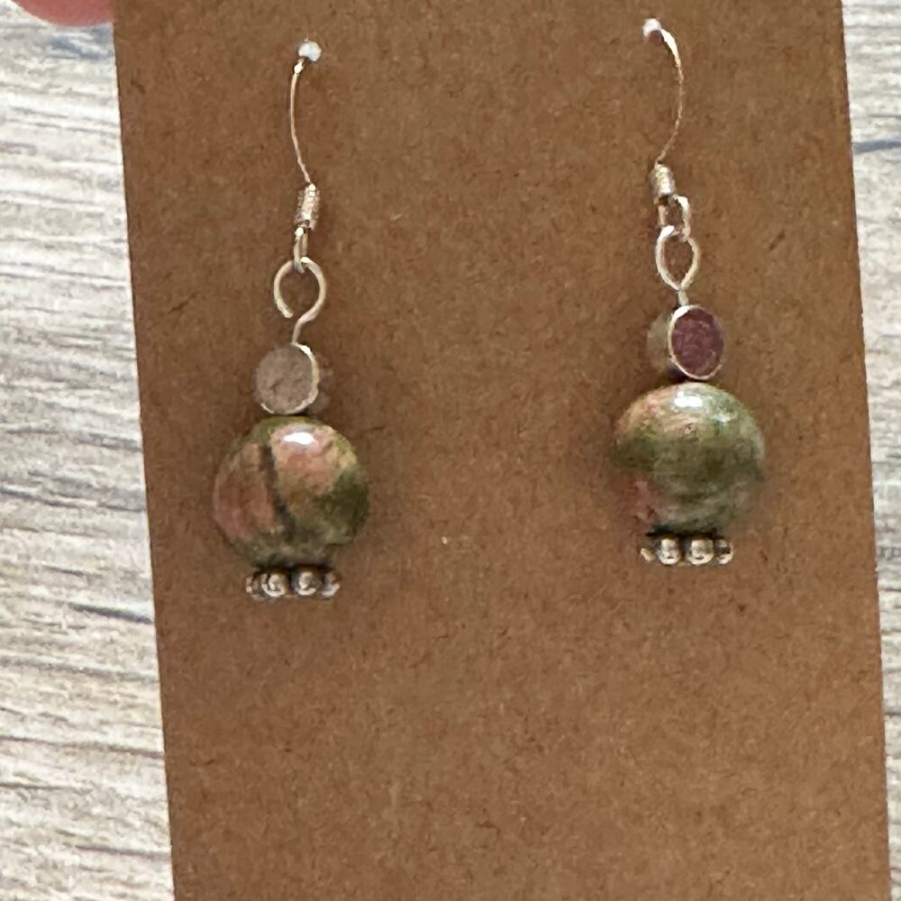 BOGO FREE NATURAL Unakite STONE EARRINGS